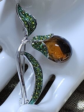 Green and Brown Floral Stem Brooch -‎ Unbranded Women’s Jewelry